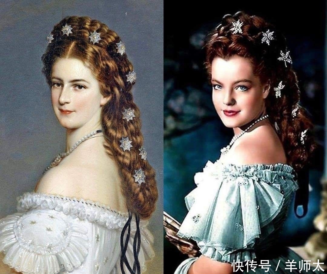 茜茜公主才是“发量王者”,栗色头发像斗篷一样,光亮又浓密