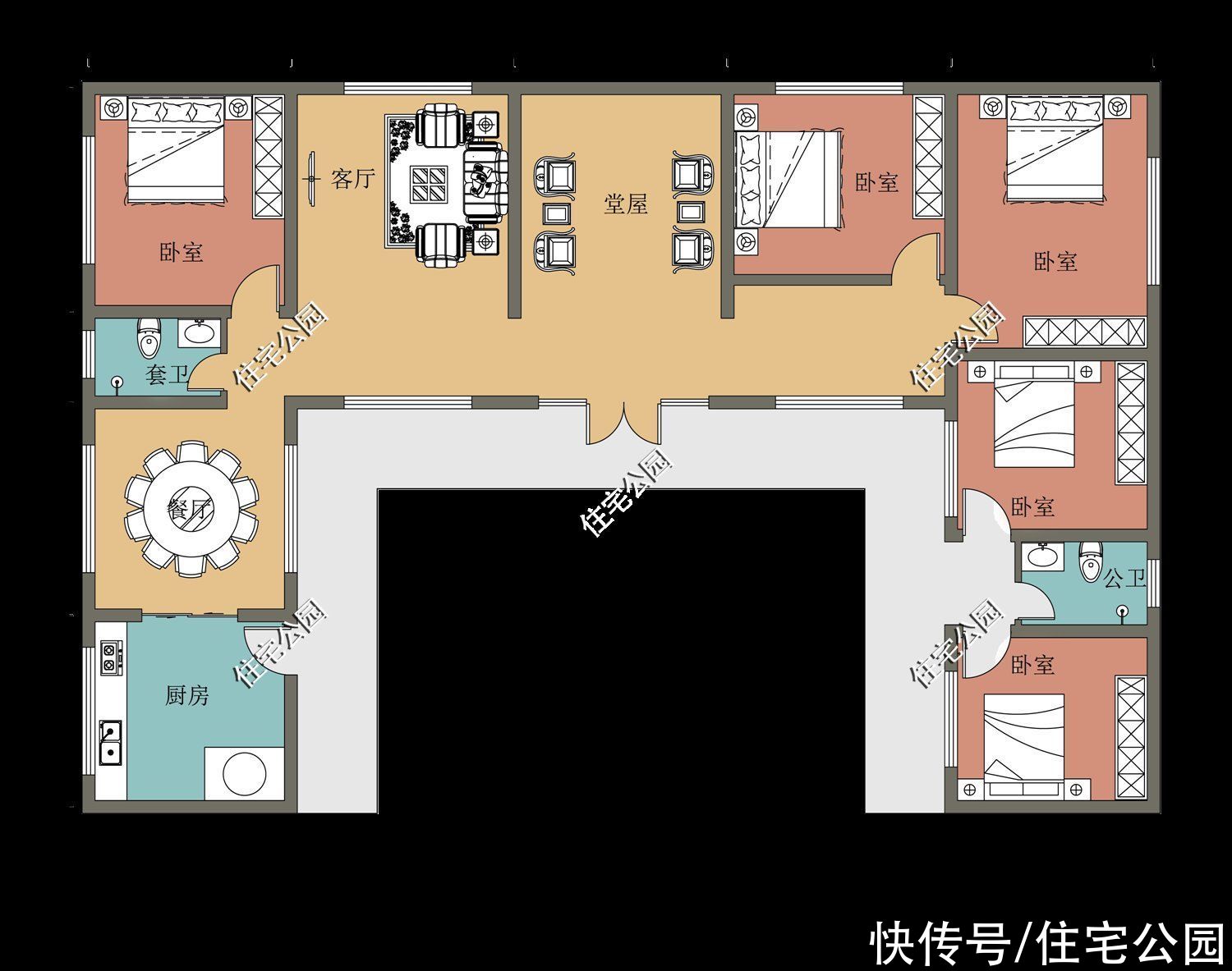 能养鸡鸭能种菜，在农村盖一栋20×13米中式三合院，太实用了