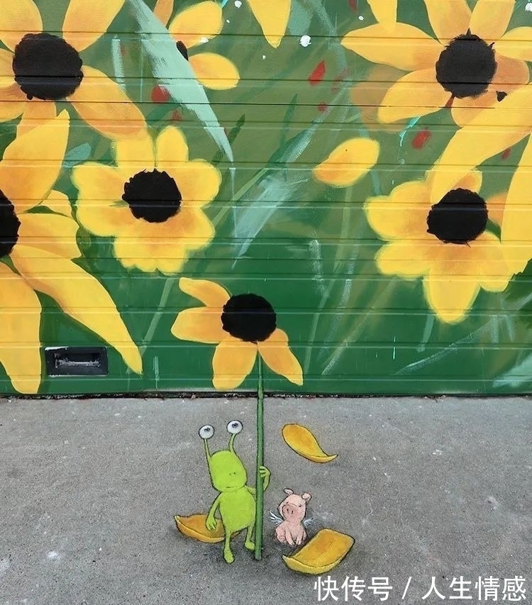 幸福的生活#可可爱爱的3D粉笔画,让无聊的街头变得妙趣横生,把路人都萌翻了