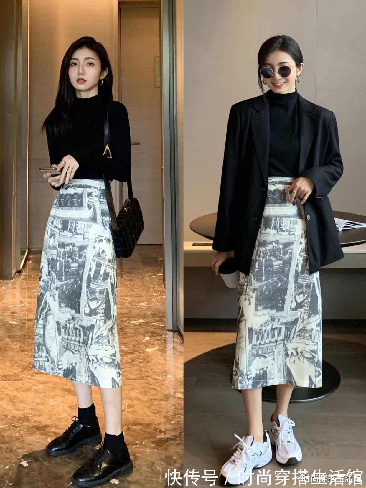 时髦|毛衣+半裙=2021年“万能”搭配公式,保暖时髦又减龄,谁穿谁美