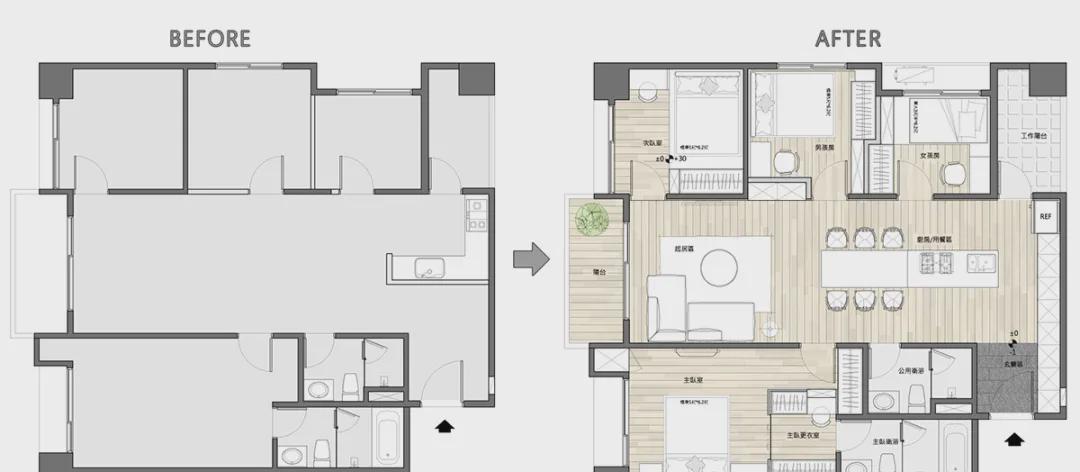 四居室|92.4㎡五口之家,不仅挤出四居室,还有独立衣帽间