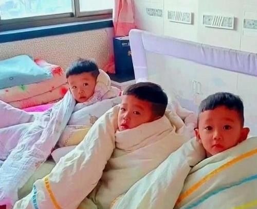 小知识|三胞胎兄弟赖床不起,整齐的裹着被子,网友:排排坐,好可爱!