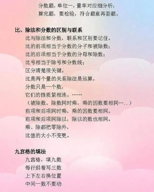 小学数学：歌谣整理大全，帮助孩子更好地理解和学习数学！