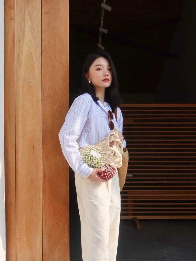 时尚|几个穿衣技巧?条纹衬衫搭配阔腿裤,让你从小白变时尚,舒适洋气