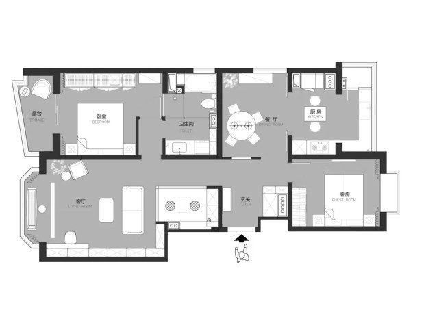 硬包|108平现代风三居室,空间充满现代简洁的大方感