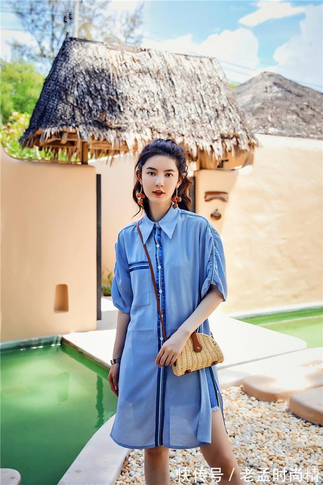 棉麻 还在穿短款衬衫就过时了,现在流行时髦衬衫裙,显瘦也显女人味