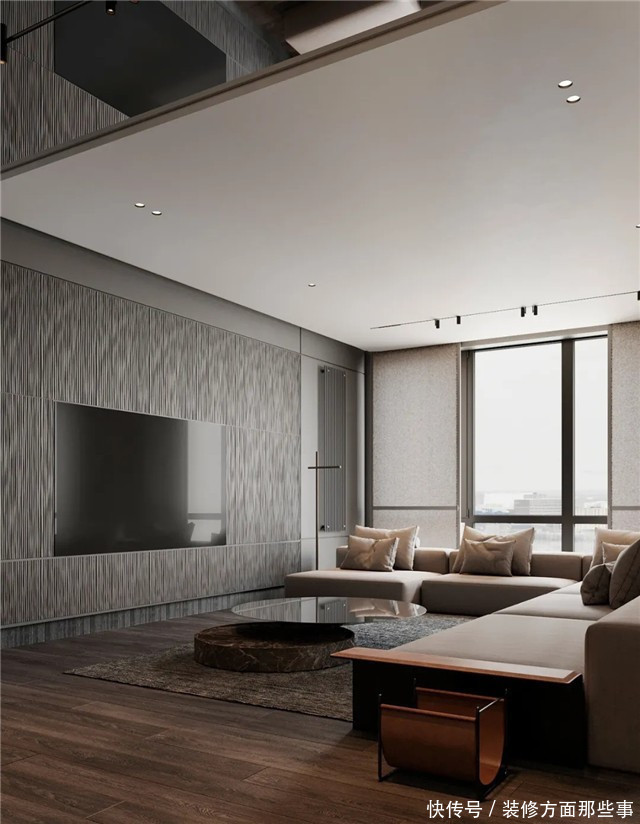 镜面|163㎡极简风格镜面天花板增强了纵深感,空间瞬间通透有趣