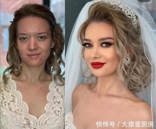 小姐姐|欧美新娘化妆前VS化妆后,简直是网红和明星的区别,太可怕了