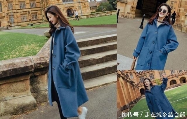 显白|雾霾蓝大衣今年很流行,穿上身它很时髦又显白!