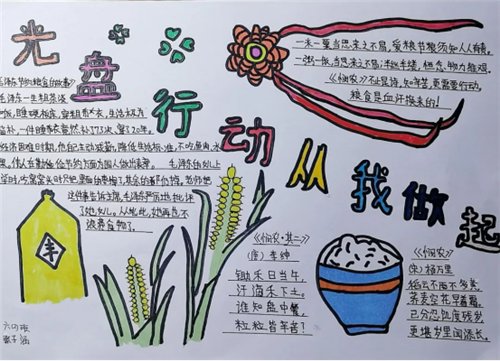  河镇|平谷区南独乐河镇“光盘行动 ”主题绘画手抄报来啦