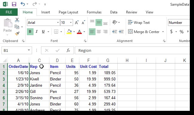 (excel怎么取消隐藏行或列)如何在Excel 2013中隐藏和取消隐藏行和列