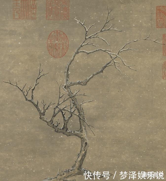 陆治#500年前的一幅古画,老人江中钓鱼,却被乾隆盖了10多个章
