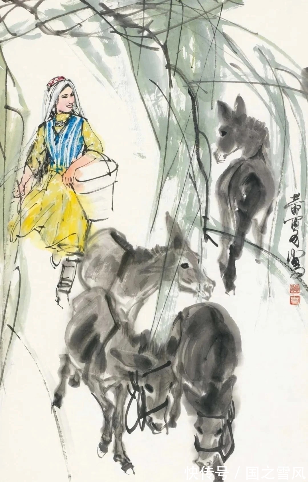 国画史!中国画驴第一人,三笔二笔就把驴儿活灵活现的画在纸上了