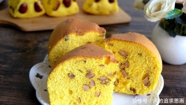 南瓜和|早餐蛋糕自己做，用料简单做法更简单，不用烤箱更轻松，香甜美味