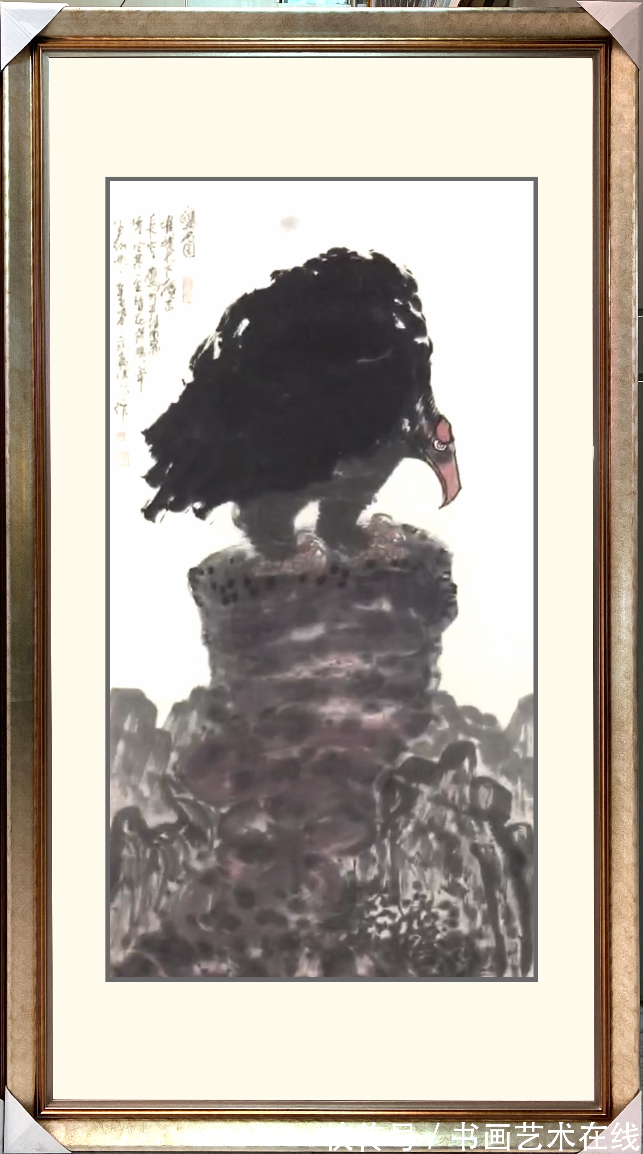 鹰石图!朱祖国为何能在当代画鹰千万家中独领风骚