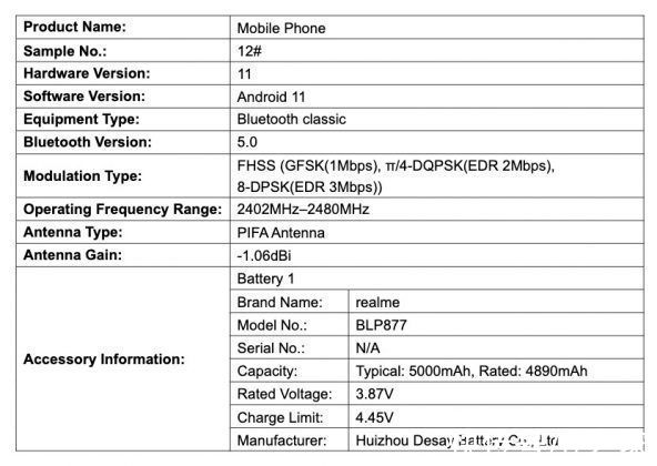 c31|realme 新机现身 FCC：5000mAh 电池