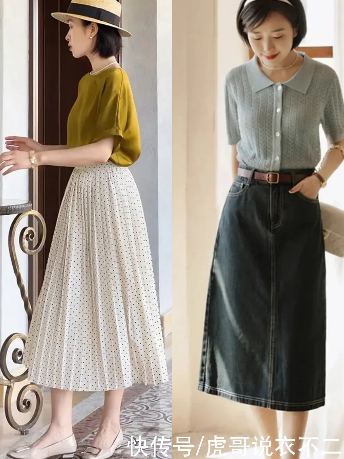 针织衫|女人不管多大年纪，夏季穿“薄针织衫+半裙”，都会优雅到骨子里