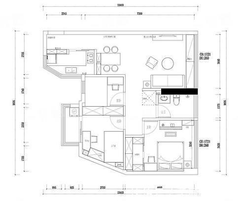 客厅|86㎡挤出三房，还有衣帽间！客厅贴满瓷砖，完工后很大气