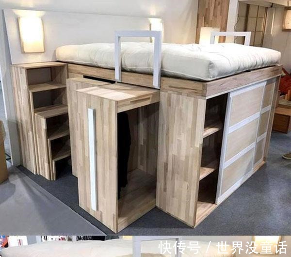 抽拉式|床铺抬高1米,下面装抽拉式衣柜,一地能2用,怎么算自己都赚大了!