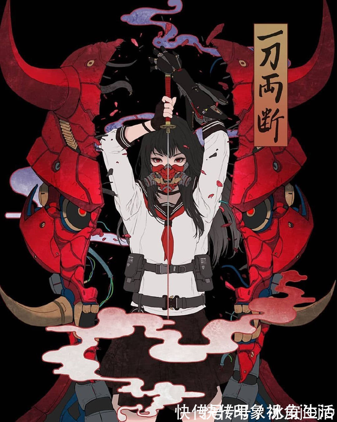 插画作品#又美又飒的赛博朋克少女插画,角色绘制充满了想象力