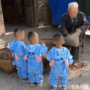 爷爷|三胞胎在爷爷家捣乱，爷爷拿着棍子时，三胞胎的表情笑翻我了