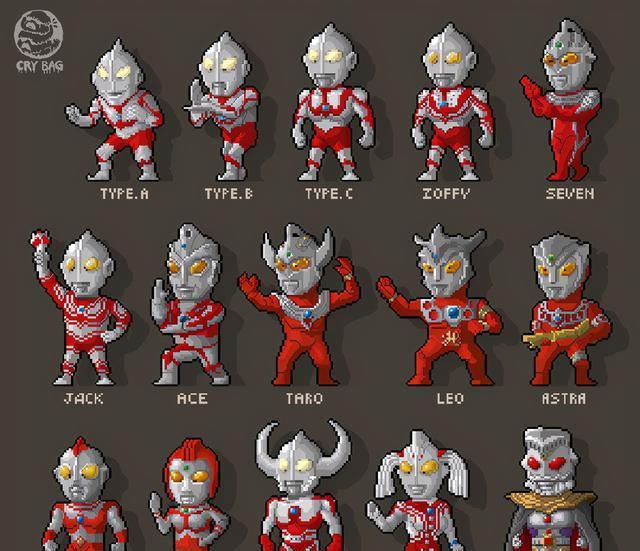 像素|迪迦奥特曼、怪兽像素化插画合集