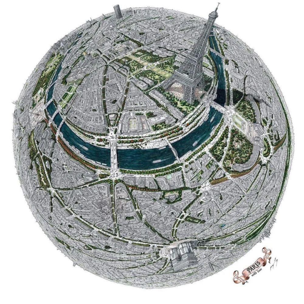 中国文化$英国小伙用针管笔画出了最美中国地图,独一无二的中国风