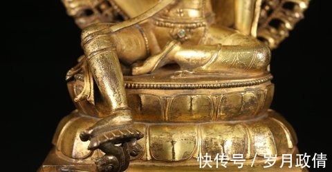 绿松石$清早期,铜鎏金绿度母造像