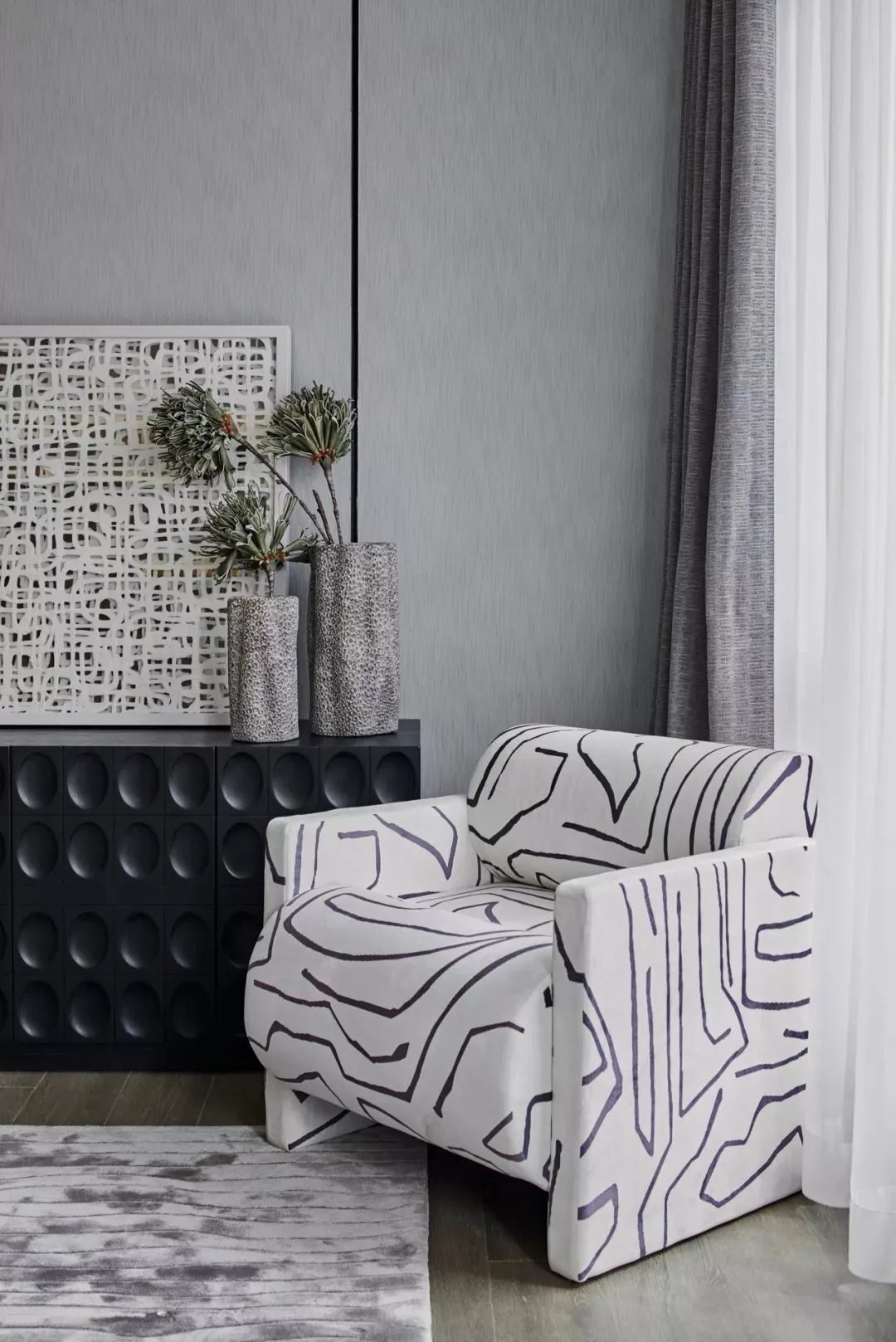 装饰画|200㎡现代简约,高级灰里加点黑,简约朴素高级美