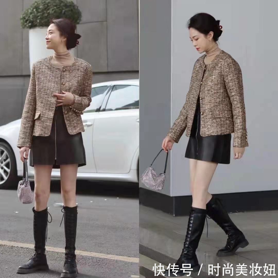街拍|长靴不一定要配小脚裤,秋冬学会3种搭配,优雅高级又洋气