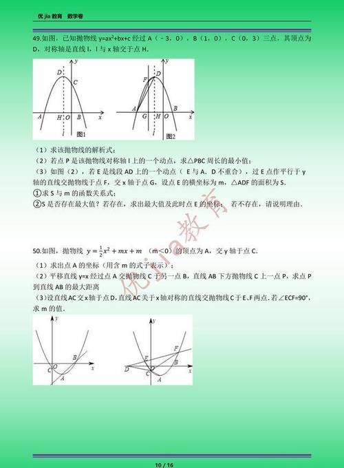 专题|中考专题：函数最值问题50题专题冲刺（图片版）附答案