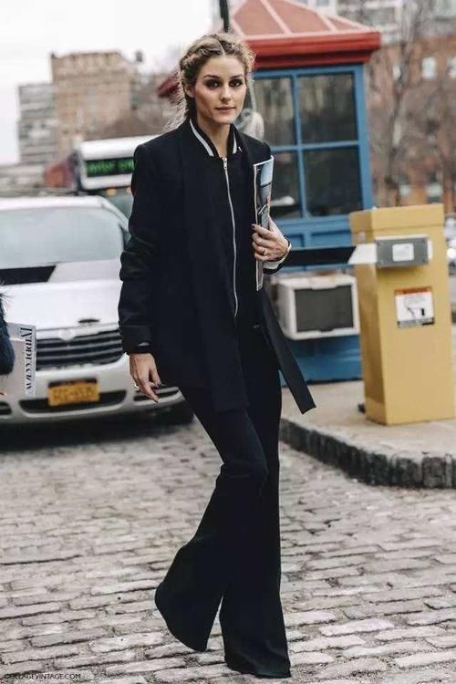 早春火了一种穿法叫:拖地裤+外套,时髦显腿长,小个子也合适