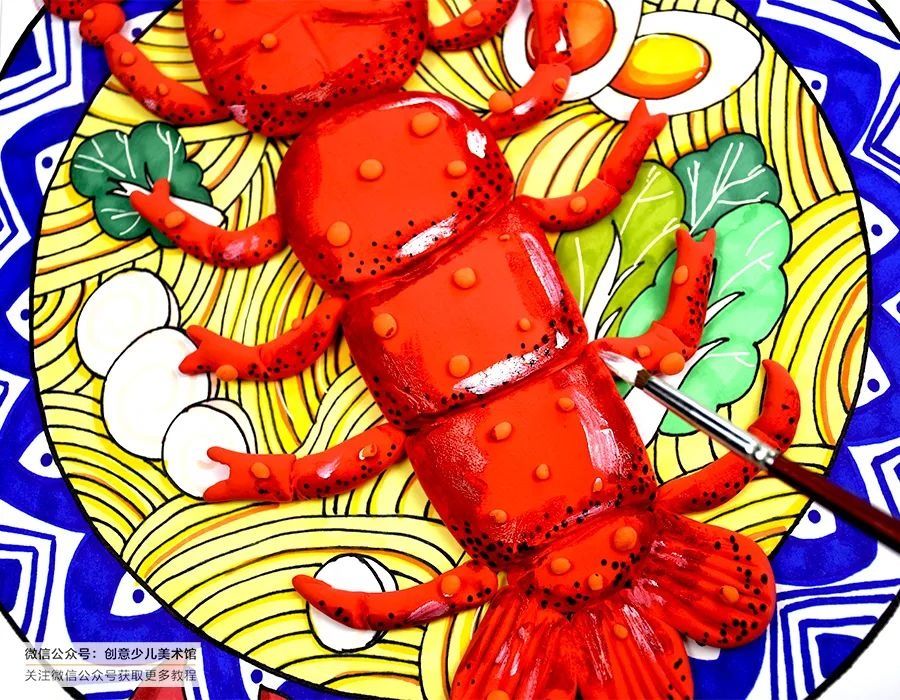  启智手工和趣味线条画《一碗香喷喷的龙虾面》|儿童画教程 | 启智