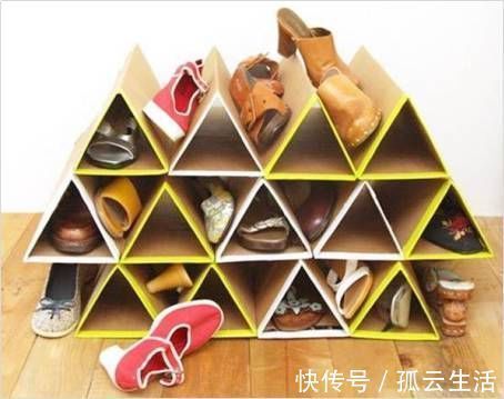 纸板|生活家:家里鞋子多放不下?教你几个简单的自制鞋架!