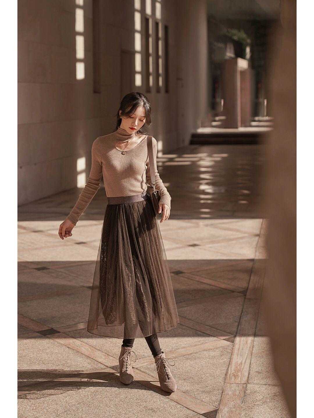 冬天|谁说冬天不适合穿纱裙的?跟着博主这样穿,真的好好看