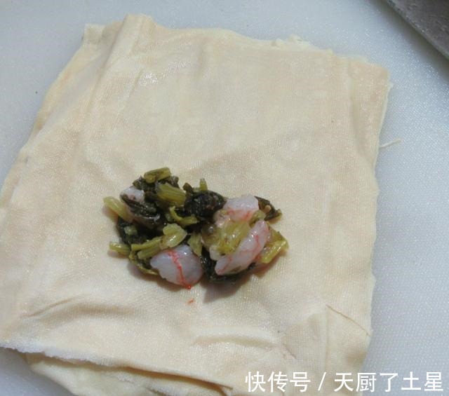 咸菜虾仁馅千张包!