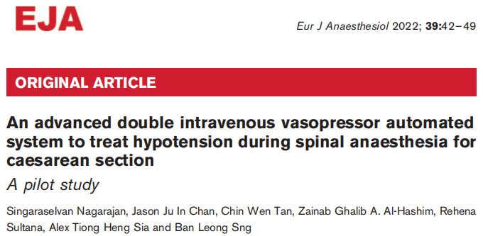 【罂粟摘要】一种先进的双静脉血管自动加压系统用于治疗剖宫产腰麻期间的低血压：一项试点研究