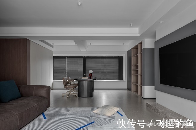 蓝色彩|来看46万130平米三居室现代简约风是什么样子的