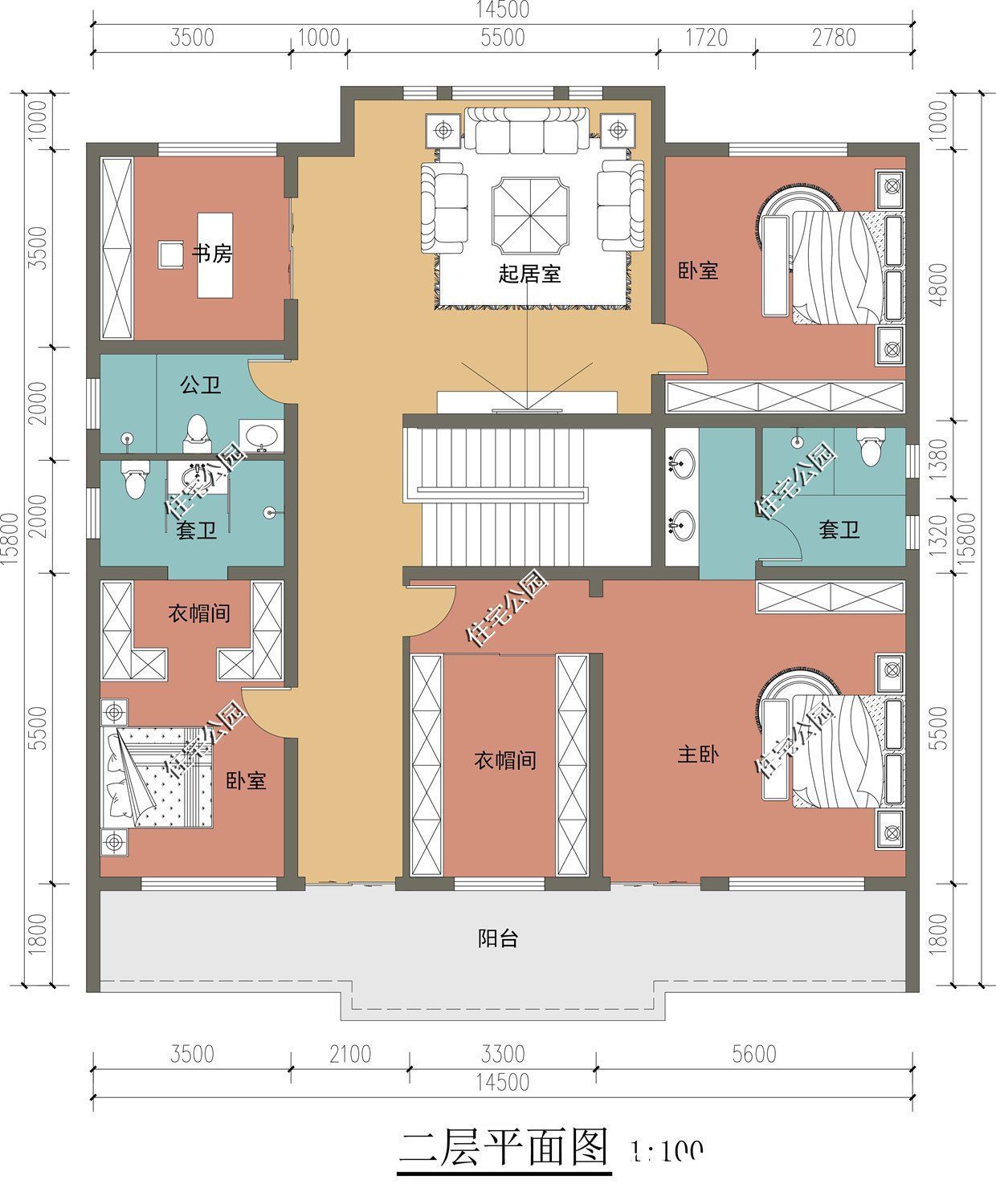 小知识|14×15米二层法式别墅，高规格主搭配宽敞堂屋，这才是讲究住宅