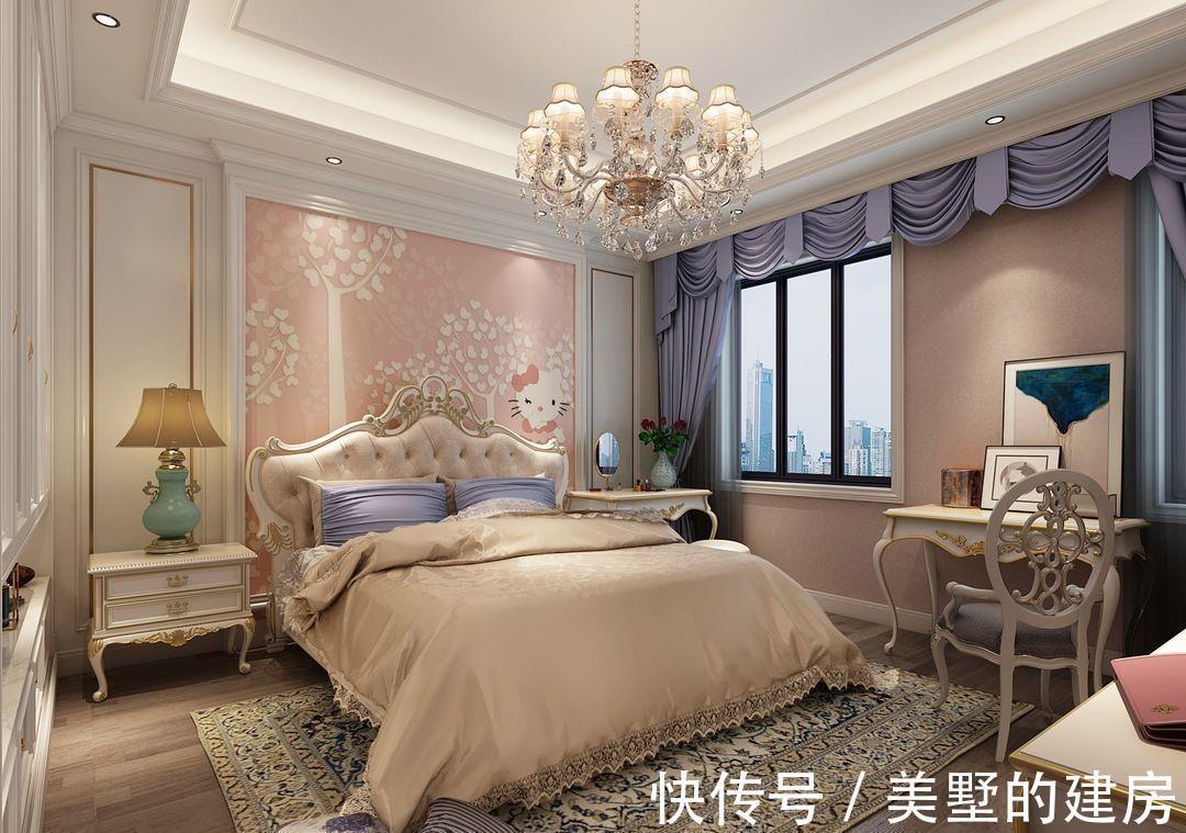 背景墙|300平经典欧式风大别墅，玄关犹如水墨画，看到儿童房绝对女儿奴