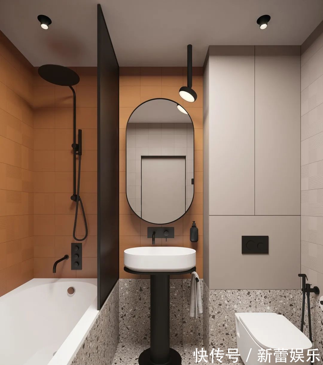 衣帽间|70㎡现代简约,沉稳高级灰,以橙色点缀,营造安静优雅的美