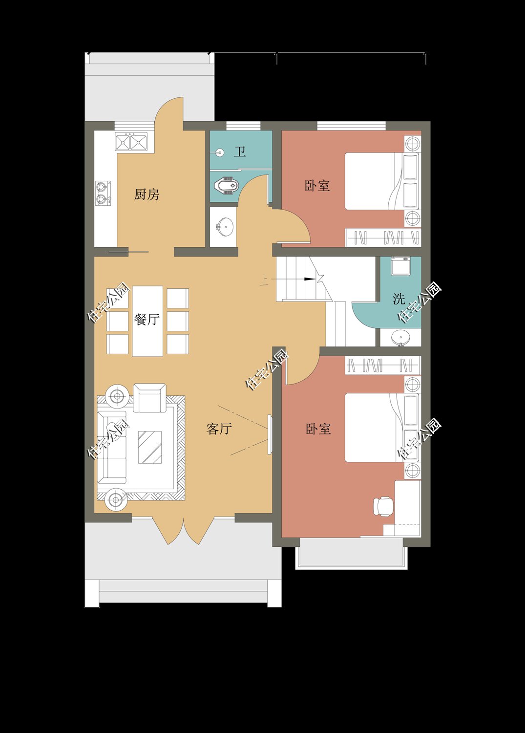 露台|农村建房想省钱？看看这10套平屋顶户型，20来万就能建好