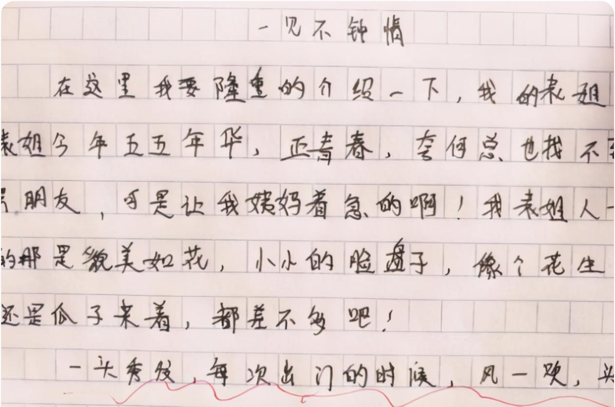 学生们|小学生作文《一见不钟情》，幽默形象获老师认可，表姐看了想打人