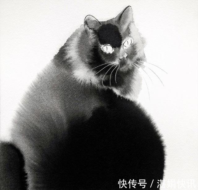 恩德雷!水墨是中国传统绘画,老外用它画动物——别说另有一番意境