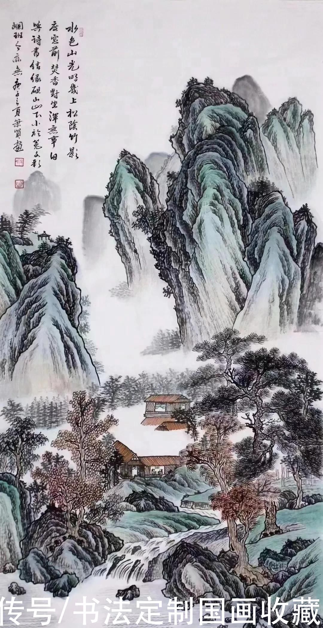 书法定制《梅兰竹菊，厚德载物》，国画收藏仿古色山水精品系列