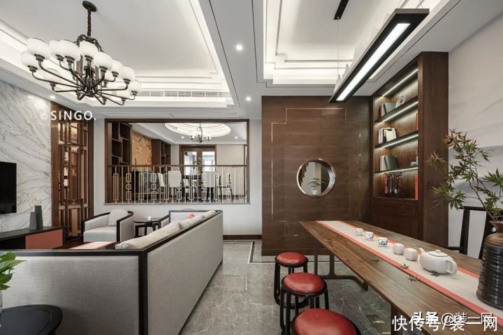 别墅|300㎡新中式实景的“方圆人生”，对称式别墅显中式传承