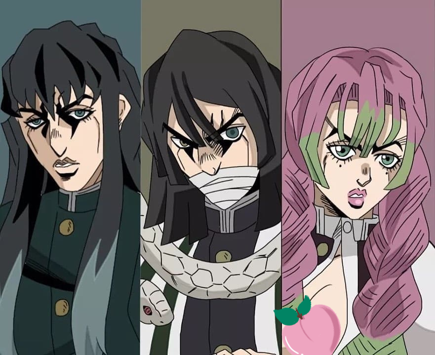 鬼灭之刃|当鬼灭之刃遇上JOJO画风,九柱全员恶人,伊之助毫无违和感