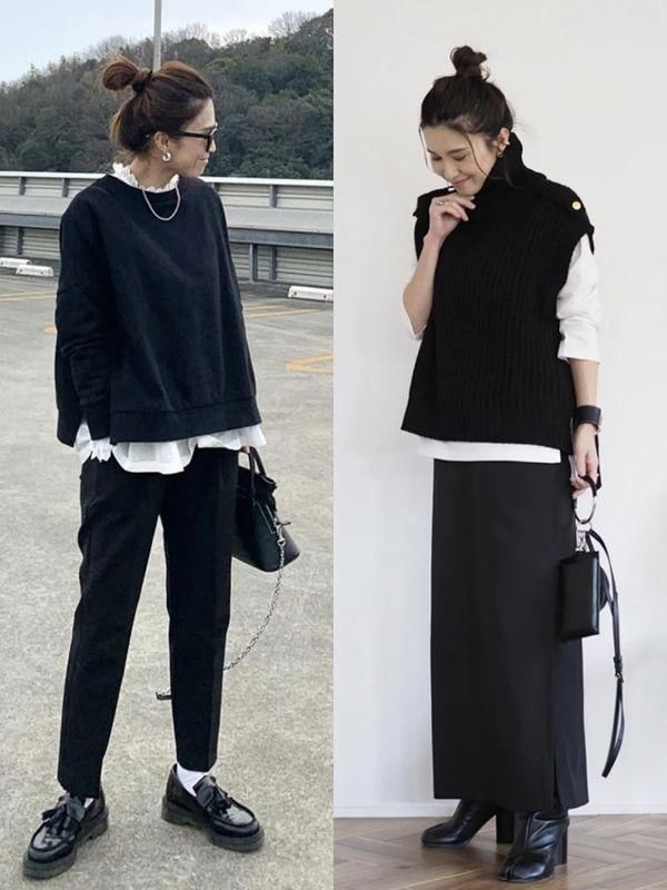 40岁女人配色越简约越高级，试试日本阿姨的“黑白配”，真好看