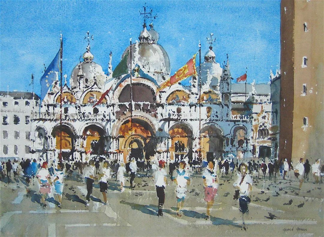 水彩画!印象主义水彩画:杰拉德·格林用光的氛围来赋予作品活力和生机