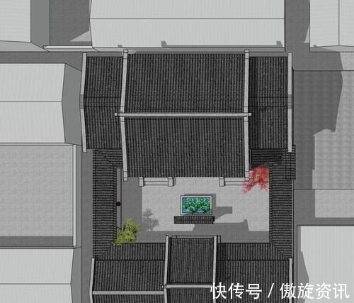 半山腰|喜庆的四合院设计,家里的宅基地小也可以盖,很适合农村